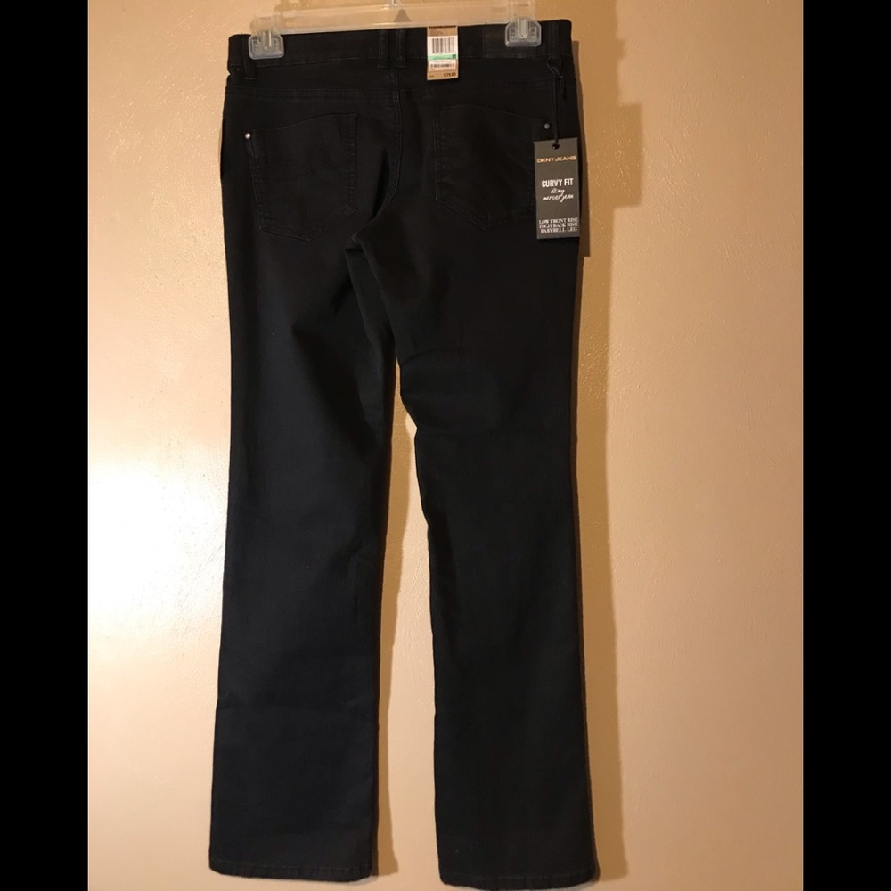 DKNY black denim jeans size 8, stretchy & pockets - Picture 2 of 6